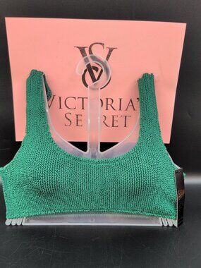 Victoria's Secret Swim Crinkle Scoop Bralette Bikini Top Size XS/S Jaguar Green